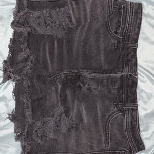 Hollister black denim distressed shorts
